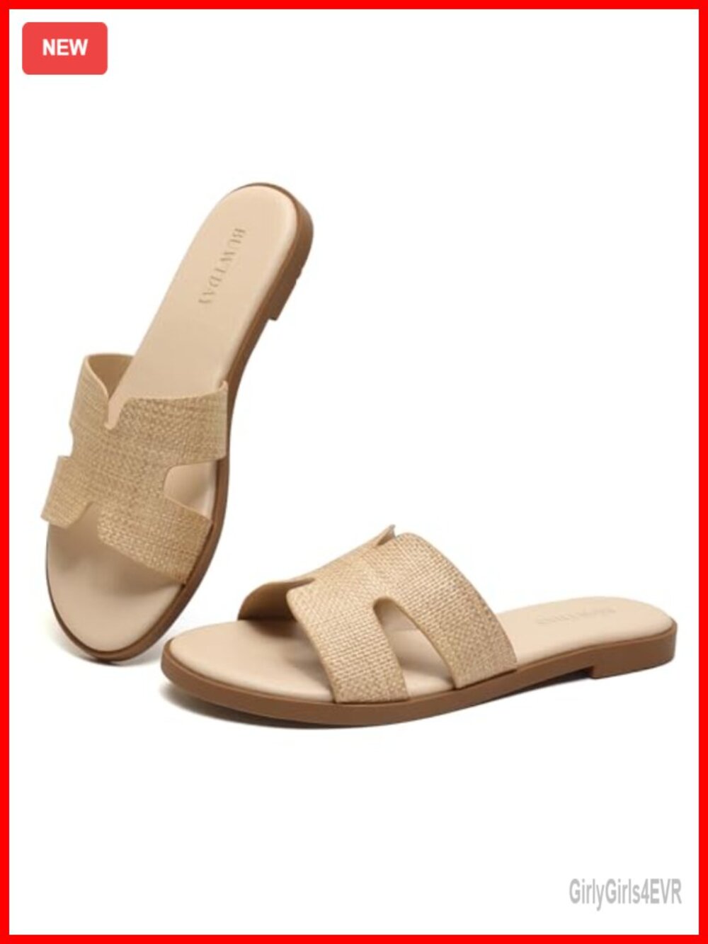 Women's Flat Sandals Dressy Summer Slides Comfortable Leather Sandals Casual